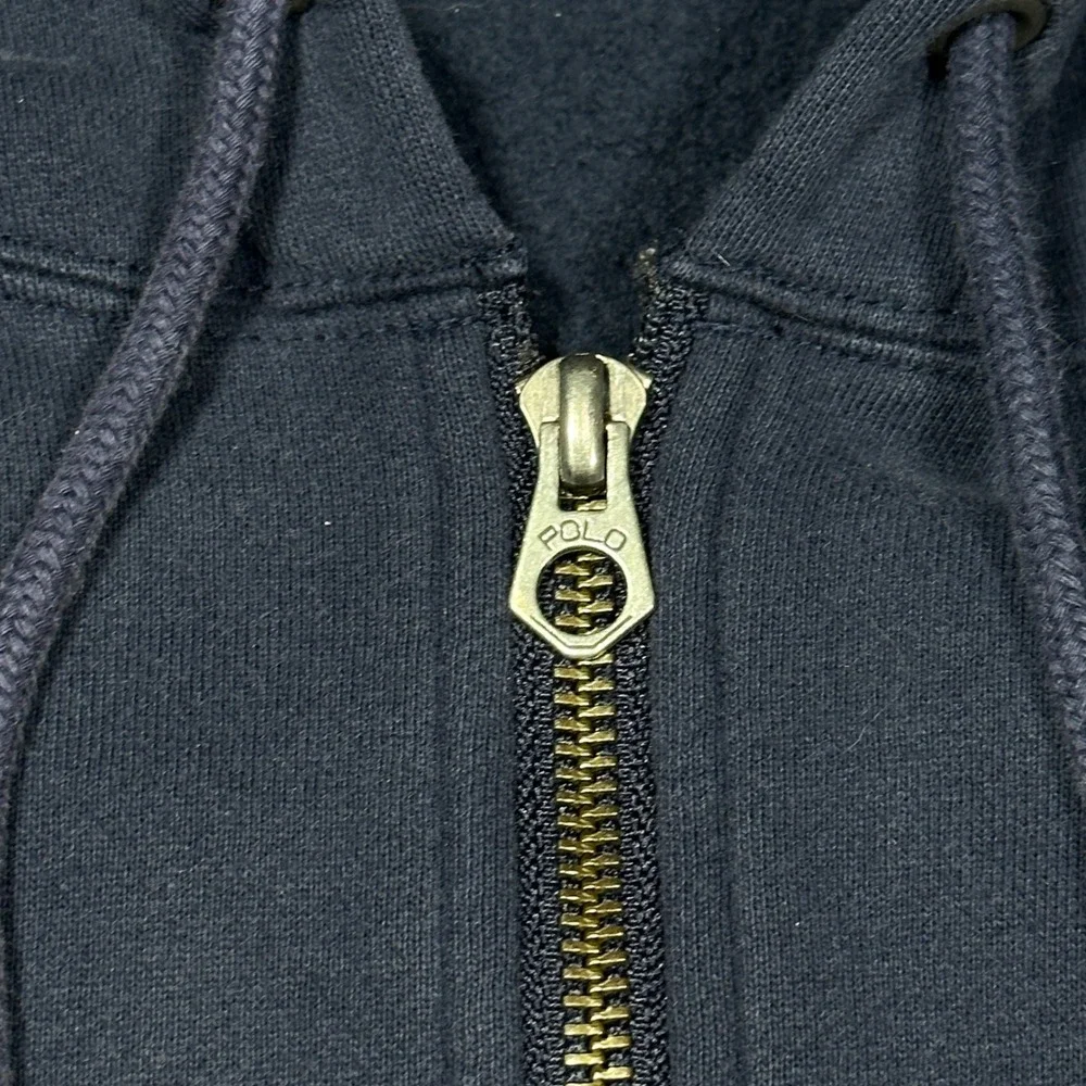 Polo Ralph Lauren Mens Full Zip Hoodie Navy Blue Red Pony Logo Size L Sweatshirt